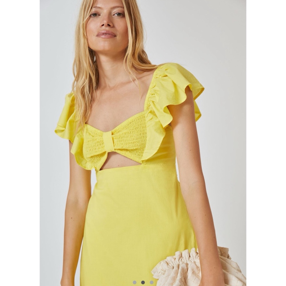 ❤️ Anthropologie x FARM Rio Yellow Ruffle Maxi Dress - Picture 12 of 13